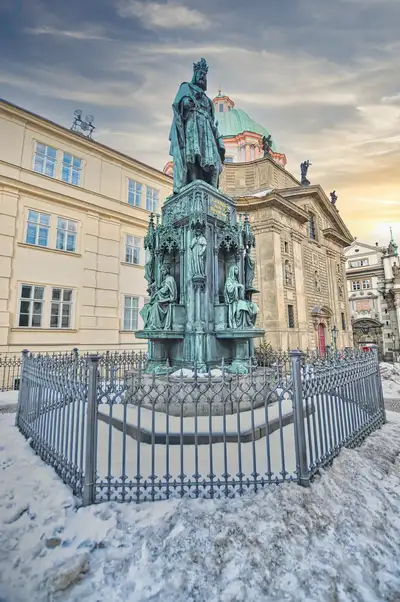Statue of Emperor Charles IV on Krizovnicke Square in Prague