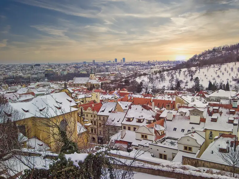 View over the rooftops of Malá Strana in Prague from above