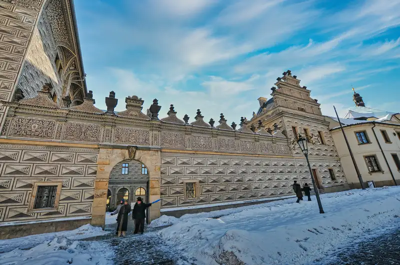 2.The patterned Renaissance wall of Schwarzenberg Palace in Prague