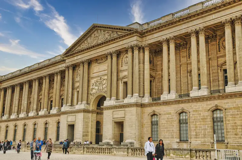 The grand columns of the Louvre Colonnade on its eastern facade in Paris