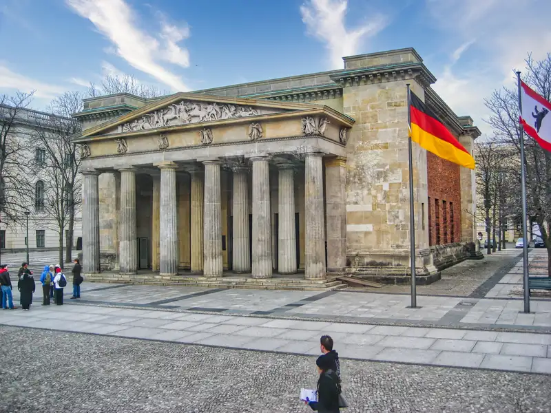 The columned facade of the Neue Wache memorial on Unter den Linden, Berlin