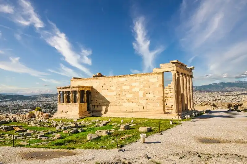 Erechtheion temple ruins on the Acropolis of Athens