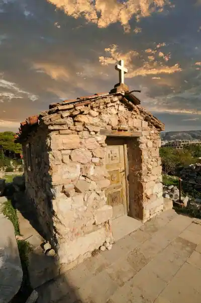 small stone chapel near Theatre of Dionysus Athens historic religious structure Acropolis area Greece