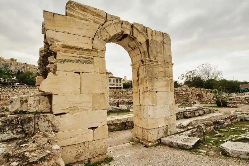 Hadrian's Library Athens stone arch Roman ruins Greece historic architecture archaeological site