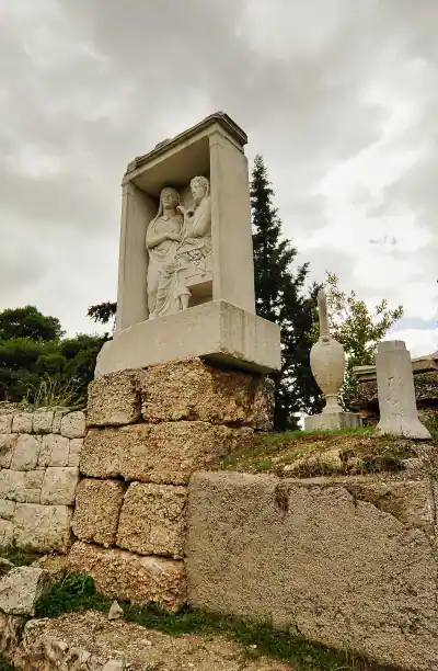 Kerameikos Cemetery funerary relief sculpture Athens ancient Greek tombstone archaeological site Greece