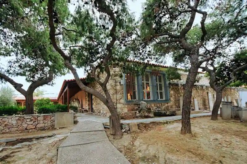 Kerameikos Museum Athens exterior courtyard trees archaeological site Greece historic museum