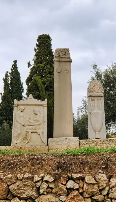 Kerameikos Cemetery grave markers stelae Athens ancient burial monuments Greece archaeological site