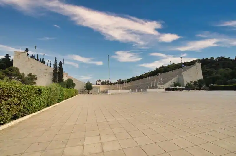 Panathenaic Stadium Athens panoramic view marble arena Olympic site Greece historic stadium