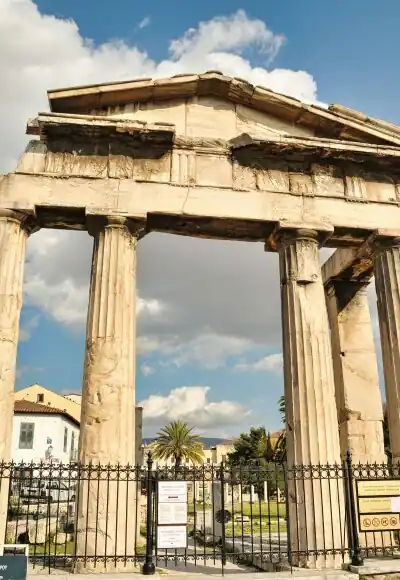 Gate of Athena Archegetis close view Roman Agora Athens columns ancient Greek architecture Greece