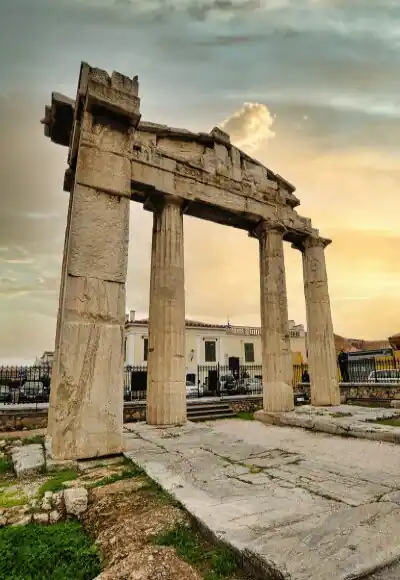 Gate of Athena Archegetis Roman Agora Athens marble gate columns Greece historic landmark