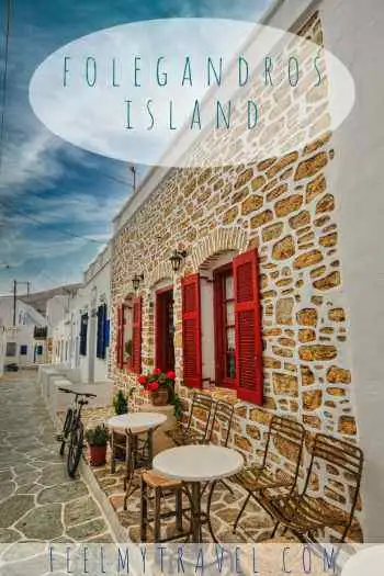 Folegandros island travel guide with traditional stone house and red wooden shutters