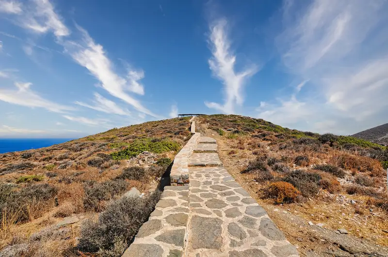 The path to the legendary tomb of Homer at Plakotos