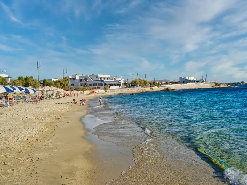 Shallow turquoise water at Agios Prokopios beach in Naxos