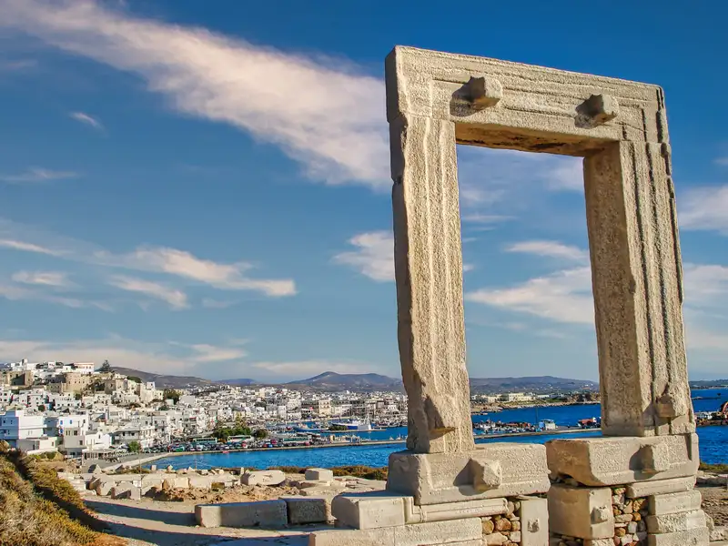 The Portara of Naxos with Chora town visible in the background