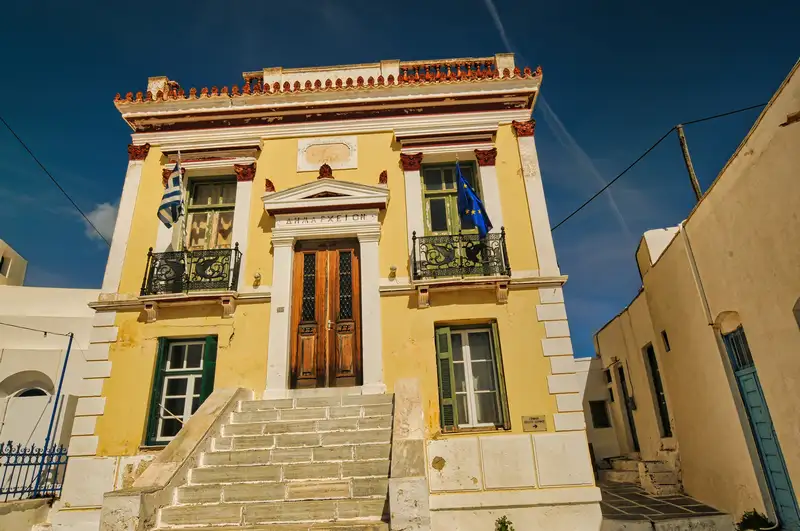 Neoclassical Town Hall of Serifos in the Piazza square of Chora