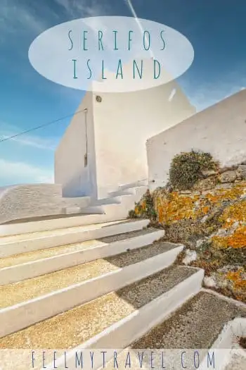Serifos island travel guide pin with whitewashed steps and a chapel