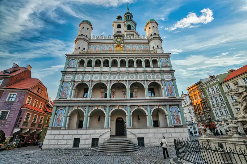 Renaissance facade of Poznan Town Hall on the Old Market Square