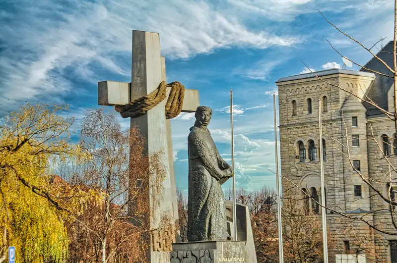 Poznan June 1956 Monument with the Adam Mickiewicz statue on Plac Mickiewicza
