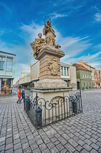 Baroque statue of St John of Nepomuk on the Old Market Square in Poznan