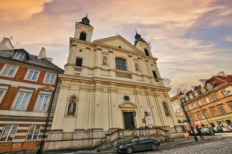 Baroque facade of the Church of the Holy Spirit in Warsaw New Town