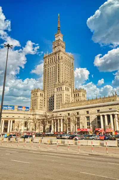 The Palace of Culture and Science rising above central Warsaw