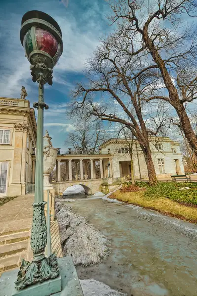 Ornate lamp post beside the Palace on the Isle in Łazienki Park, Warsaw