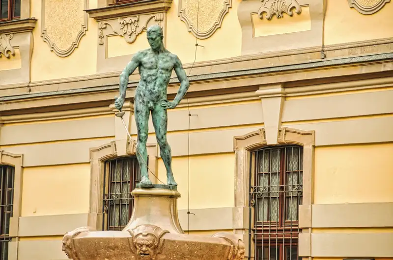 The Fencer Fountain outside the University of Wroclaw